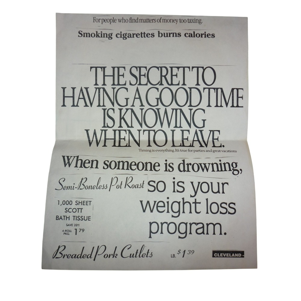 Vintage 70s Surrealist‎ Collage Ephemera "Smoking Burns Calories"